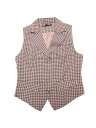 Allegra K 格子縞チョッキ ヴィンテージベスト ノッチ付き ラペルカラー シングルブレスト レディース ピンク L