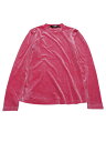 Allegra K ベルベットブラウス パフ長袖トップ メタリックシャツ グリッター モックネック レディース ホットピンク XL