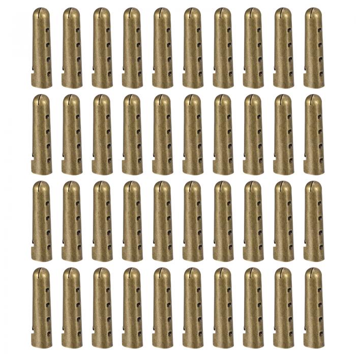 メタル靴ひもの先端 真鍮開口部 靴ひもヘッド 交換コードエンド ヒント スニーカー DIY修復 ブロンズ 5 x 25mm 40個入り