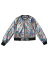 Allegra K スパンコール ジャケット スタジャン ブルゾン 光沢 ショート 長袖 薄手 衣装 レディース 虹色の S
