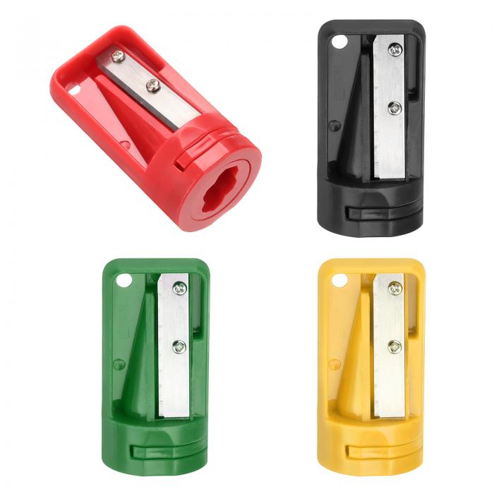 4個 大工用鉛筆削り シャーペン型削り 54 x 28 x 12mm 建築用 すみつけシャープペン削り 大工 職人 木工用 深穴 マーキングペン用 イエロー レッド 黒 緑