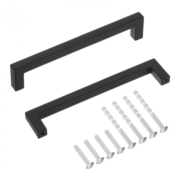 20個のスクエアバードローハンドル、5 1/16インチホールセンターモダンドロアプルキッチンキャビネットプル亜鉛合金スリムカップボードプル、黒