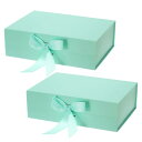 PATIKIL 26 x 19 x 8 cm 磁気ギフトボックス 2個 折りたたみ可能 紙 パーティー記念品ボックス 蓋とリボン付き 結婚式 バレンタインデー ...