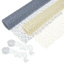 PATIKIL フラワーラッピングメッシュペーパー2巻セット 15フィート 花束クラフトパッケージング用 ホローネット糸とリボン グレーブルー クリームホワイト
