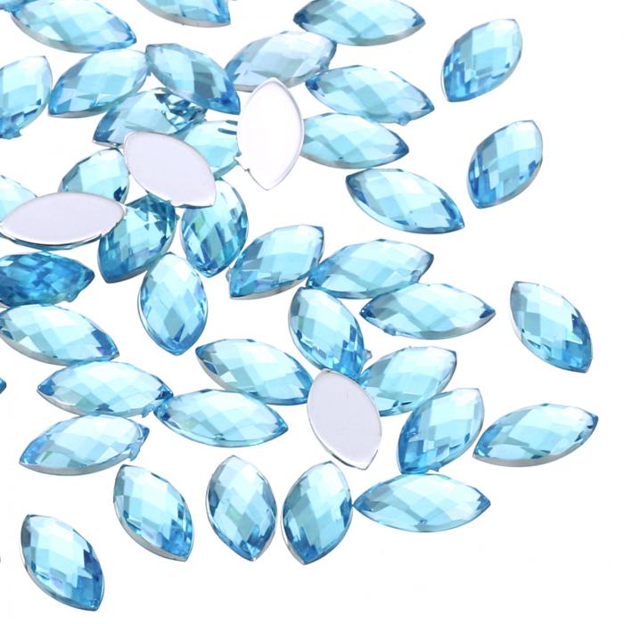 PATIKIL マーキスジェム 300個 10x5mm アクリルラインストーン フラットバック ナベット ホースアイ 水晶ジェム 宝石メイキング DIY クラフト ブルー