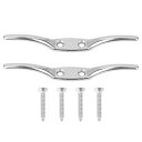 X AUTOHAUX ボート旗竿クリートフック 4マウントスキュー 316ステンレス鋼製 シルバートーン ネジ込み 2セット入り(2)
