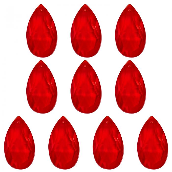 PATIKIL K9水晶ペンダントティアドロップビーズ 10個パック38mmシャンデリアプリズムパーツハンギングビーズDIYランプアートクラフト装飾用 赤