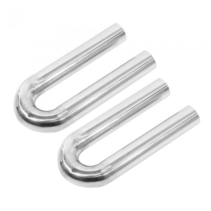 X AUTOHAUX 車のマンドレル排気管チューブパイプ DIY カスタム T304ステンレス鋼 汎用 31cm各辺長さ 180度曲げ 2個 外径2インチ