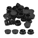 プラスチックホールプラグ 24.5 mm フラッシュタイプ パネルラウンドスナップインファスナー ノックアウトロッキングプラグ 家具インサートエンドキャップパネル用 ブラック 26個