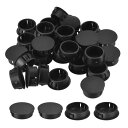 プラスチックホールプラグ 34.5 mm フラッシュタイプ パネルラウンドスナップインファスナー ノックアウトロッキングプラグ 家具インサートエンドキャップパネル用 ブラック 16個