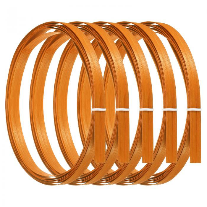 PATIKIL 織り用の竹ひご 11 mm x 3 M 5個 薄型 フラット 籐ラタンケーンリード バスケットウェビング DIYクラフト作り用 オレンジ