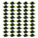 PATIKIL 15mm 小さなサテンリボンローズ 100個 生地 花飾り 緑 葉付き DIYクラフトウェディングデコレーション用 黒