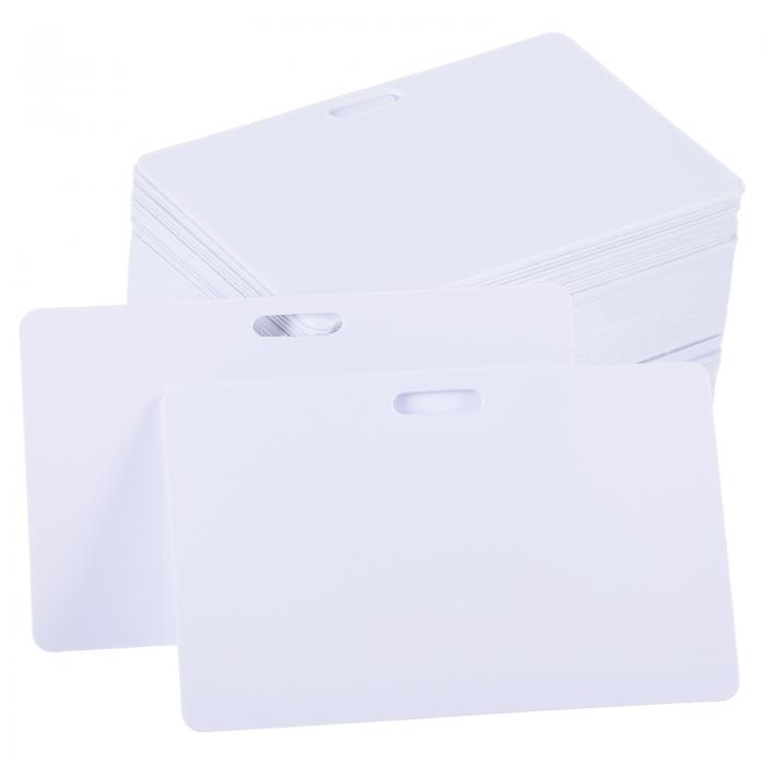 PATIKIL 水平スロットパンチ付きPVCカード 100枚入り30ミル グラフィック品質 印刷可能なブ ランクカード IDバッジ 名刺用 ホワイト