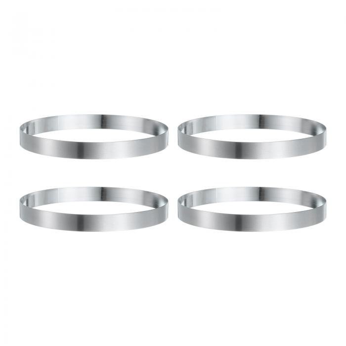 4個セット 丸いケーキリング 7.09 x 1" シームレスなステンレス製ペストリー ムース デザートリング ミ..