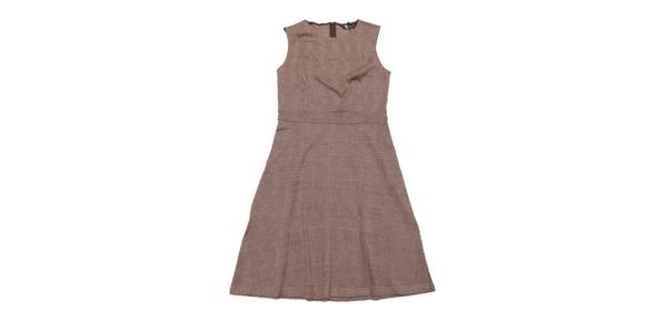 Allegra K フレア ニットワンピース 千鳥格子 チェック柄 ノースリーブ ショート丈 レディース ブラウンアプリコット XS 2