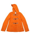 Allegra K ダッフルコート ショート ピーコート トグル ジッパー クロップド フード付き ダッフルフロントレディース オレンジ L(4)