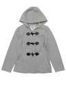Allegra K ダッフルコート ショート ピーコート トグル ジッパー クロップド フード付き ダッフルフロントレディース グレー M