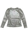 Allegra K レディース メタリックシャツ 輝く ディスコ パーティー用 トップス ライトシルバー S