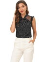 Allegra K ブラウス シースルー メッシュ ノースリーブ セックシー シャツ リボン オフィス トップス 着痩せ エレガント ゴージャス レディース ブ...