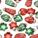 25個 ガラスクリスマスオーナメント 緑 レッド クリスマスツリー 装飾 1-1.5" ヴィンテージ クリスマスツリーオーナメント クリスマスツリー ハロウィン イベント ウェディング用