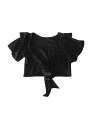 Allegra K ブラウス 無地 可愛い タイバック 半袖 バックレス クロップ シャツ レディース ブラック XL