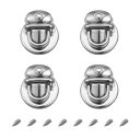 ターンロッククラスプ 合金 財布閉鎖ツイスト バックル DIY ハンドバッグ ウォレット クラフト メイキング用 25mm x 22mm 4個(シルバートーン)