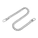 フラットチェーンストラップ 財布ストラップ アイアン製 アクセサリー バックル 代替品 バッグ用 DIY シルバートーン 長さ400 mm