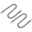 フラットチェーンストラップ 財布ストラップ アイアン製 アクセサリー バックル 代替品 バッグ用 DIY ダークグレー 長さ400 mm 2個入