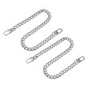 フラットチェーンストラップ 財布ストラップ アイアン製 アクセサリー バックル 代替品 バッグ用 DIY シルバートーン 長さ400 mm 2個入
