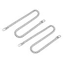 フラットチェーンストラップ 財布ストラップ アイアン製 アクセサリー バックル 代替品 バッグ用 DIY シルバートーン 長さ600 mm 2個入