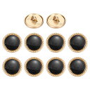 金属製ヴィンテージ金色ボタン 15mm 円形金属ボタン合金シャンク交換 女性用スーツウールコートシャツドレス縫製 黒 10個入り