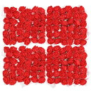 人工的なローズフラワー頭 ミニフェイクフラワー 偽の花 2 cm-2.5 cm DIY クラフト 結婚式 パーティー装飾用 レッド 144個