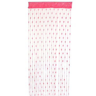 ソウテン カーテン ストリングカーテン ひものれん 目隠し おしゃれ パーティション ハート柄 フクシア 100x200cm