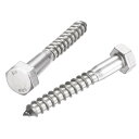 六角ラグネジ 六角ボルト 304ステンレス鋼 半ねじセルフタッピングボルト 木ネジ用 M12 x 80 mm 5個