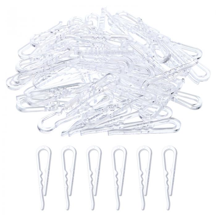 ワニホルダー 耐用 プラスチック製 長さ50mm クリア U字型 シャツクリップ 歯付き ネクタイ ズボン 靴下 服を畳む 100個入り