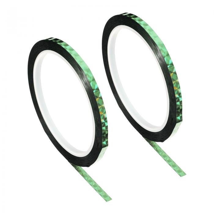 PATIKIL 反射クラフトラップ プリズムテープ クラフトテープ 5mm x 50m 2ロール ホログラフィック 反射 自己粘着 DIY用 包装装飾用 グリー...