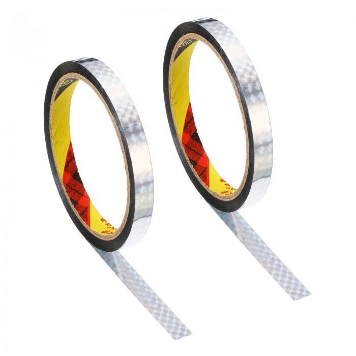 PATIKIL プリズムテープ 10 mm x 30 m 2個 ホログラフィック反射 自己接着 DIYアートクラフトラッピング装飾用 シルバー