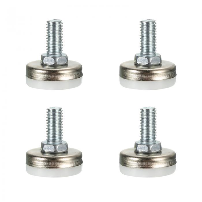 家具レベラー 4個セット M8x16 - 調節可能な家具調整脚ネジ付き テーブル 椅子 ソファ キャビネット 作業台用の脚レベラー（シルバー）