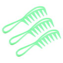 VOCOSTE ヘアコームワイドトゥース 静電気防止 太い巻き毛用 ヘアケア もつれ解消コーム ウェットとドライ用 3個 緑
