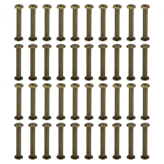 PATIKIL 50セット シカゴスクリュー M5x45mm シカゴスクリュー プラスバインディングポストスクリューボルト レザーリベット ファスナー コネクター スチール製 レザーベルト スクラップブック フォトアルバム用 茶色
