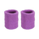 PATIKIL スポーツ用リストバンド 8x10cm 2個セット テニス バスケットボール ランニングなどに最適な吸汗性 あるコッ トンテリークロス製リストスウェットバンド ライトパープル(4)