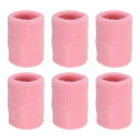 PATIKIL スポーツ用リストバンド 8x10cm 6個セット テニス バスケットボール ランニング用 吸汗性 あるコッ トンテリークロス製リストスウェットバンド ピンク(4)