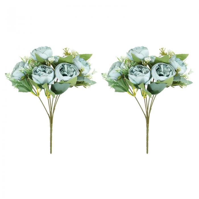 PATIKIL 6枝 人工シルク牡丹アジサイの花 2個 フェイクフラワー フェイクシャクヤク デコレーションブーケ 結婚式 ホームの装飾用 緑