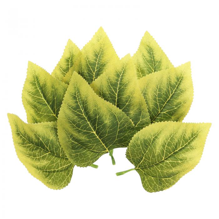 PATIKIL 13 x 8 cm 人工シルクひまわりの葉 80個 人工緑のフェイクリーフ