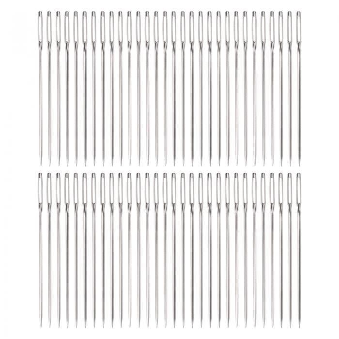 大きな目縫い針 ミシン針 ステンレス鋼 革針 刺繍針 糸編み手ミシン針 56 mm 500個