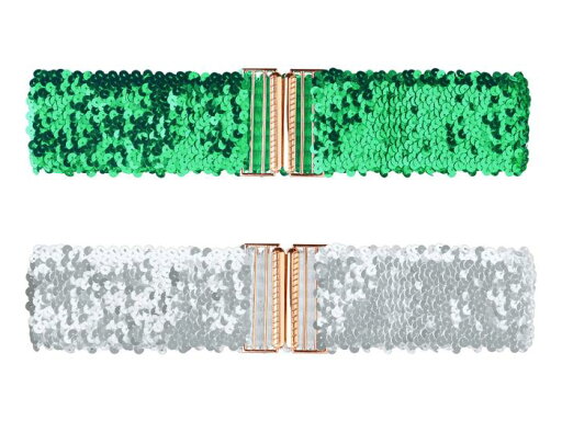 Allegra K エストベルト ストレッチ ベルト 2個 バックル スパンコール 装飾 シャイニー レディース グリーン 60cm Allegra K エストベルト ストレッチ ベルト 2個 バックル スパンコール 装飾 シャイニー レディース グリーン 60cm