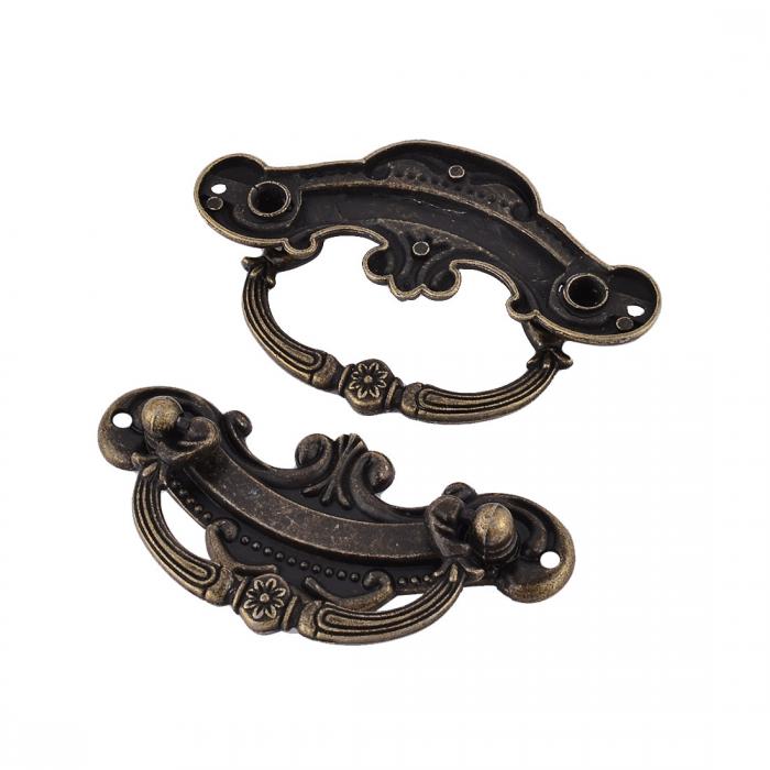 ビンテージ ボックス ハンドル 亜鉛合金 ロック プルノブ 引き出し ビンテージ ボックス ハンドル ブロンズトーン 2個入り