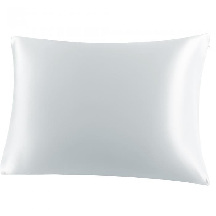 PiccoCasa シルク枕カバー 100%蚕糸 絹 シルクまくらかばー 19匁 ファスナー付き ピローケース まくら カバー 美髪 吸湿 光沢 滑らかな材質 両面タイプ ライトグレー 43x63cm