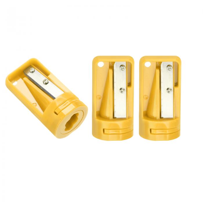 3個 大工用鉛筆削り シャーペン型削り 54 x 28 x 12mm 建築用 すみつけシャープペン削り 大工 職人 木工用 深穴 マーキングペン用 イエロー