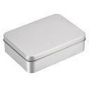 メタルティンボックス 錫箱 ブリキ缶 長方形 蓋付き シルバートーン 125 x 90 x 35mm 1個入り(3)